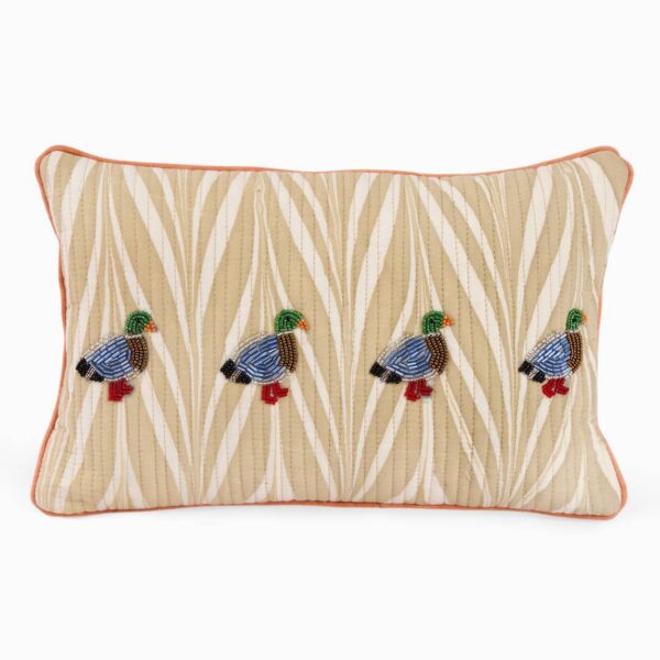 Hand Marbled Embroiderd Cushion Cover - Soyabean Banyan